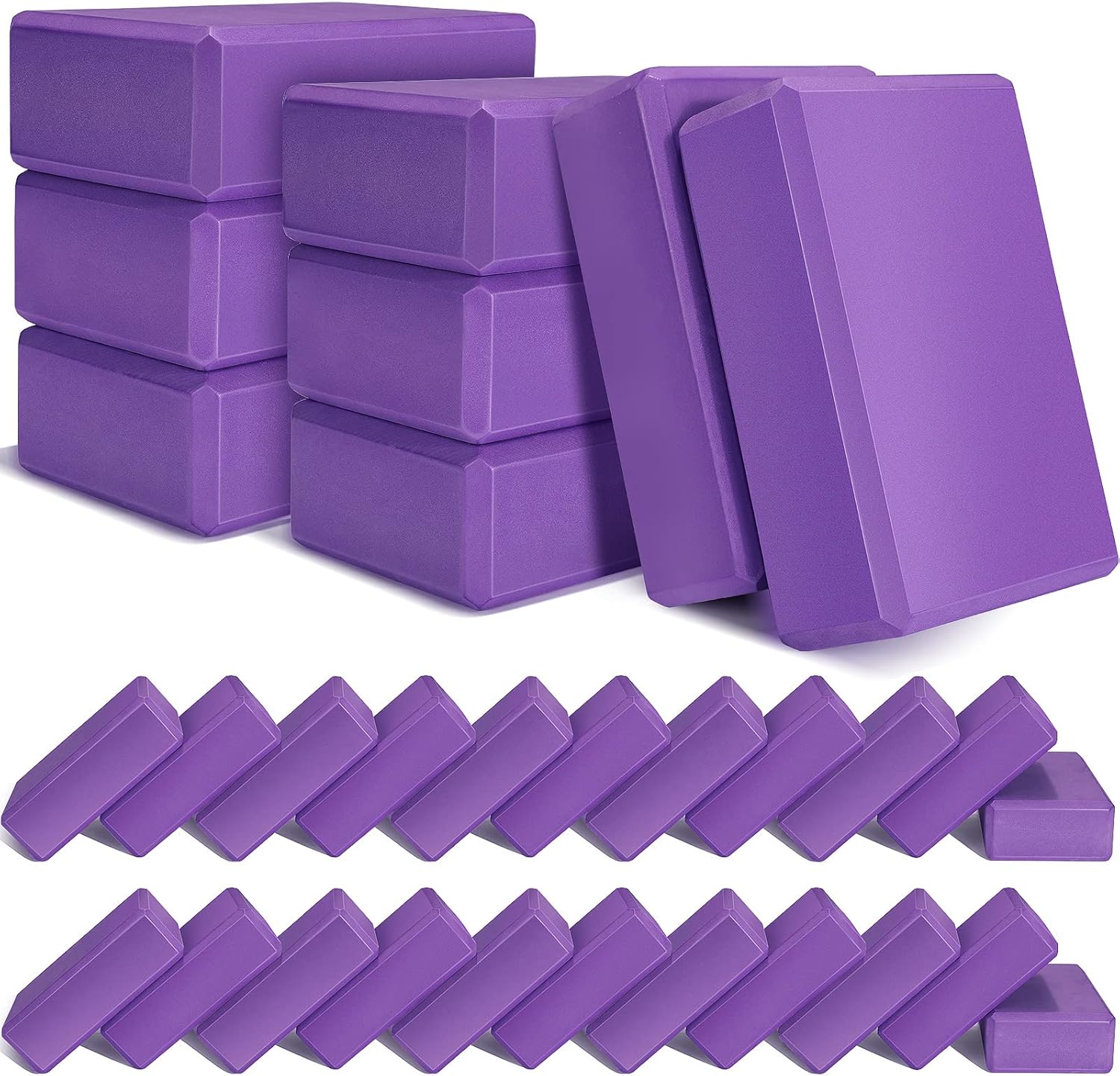 Lenwen 30 Pcs Purple Yoga Blocks - Non Slip EVA Foam - Enhance Yoga, Dance, Pilates