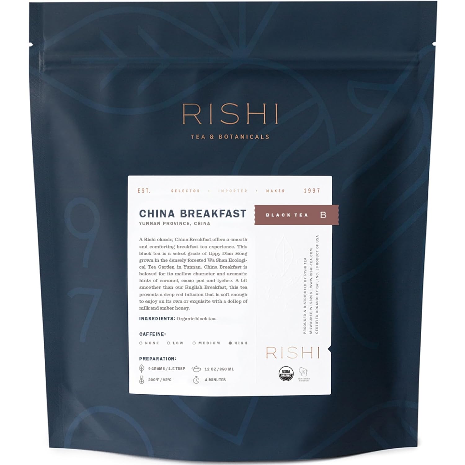 Rishi Tea China Breakfast Black Loose Leaf Tea - Organic & Robust