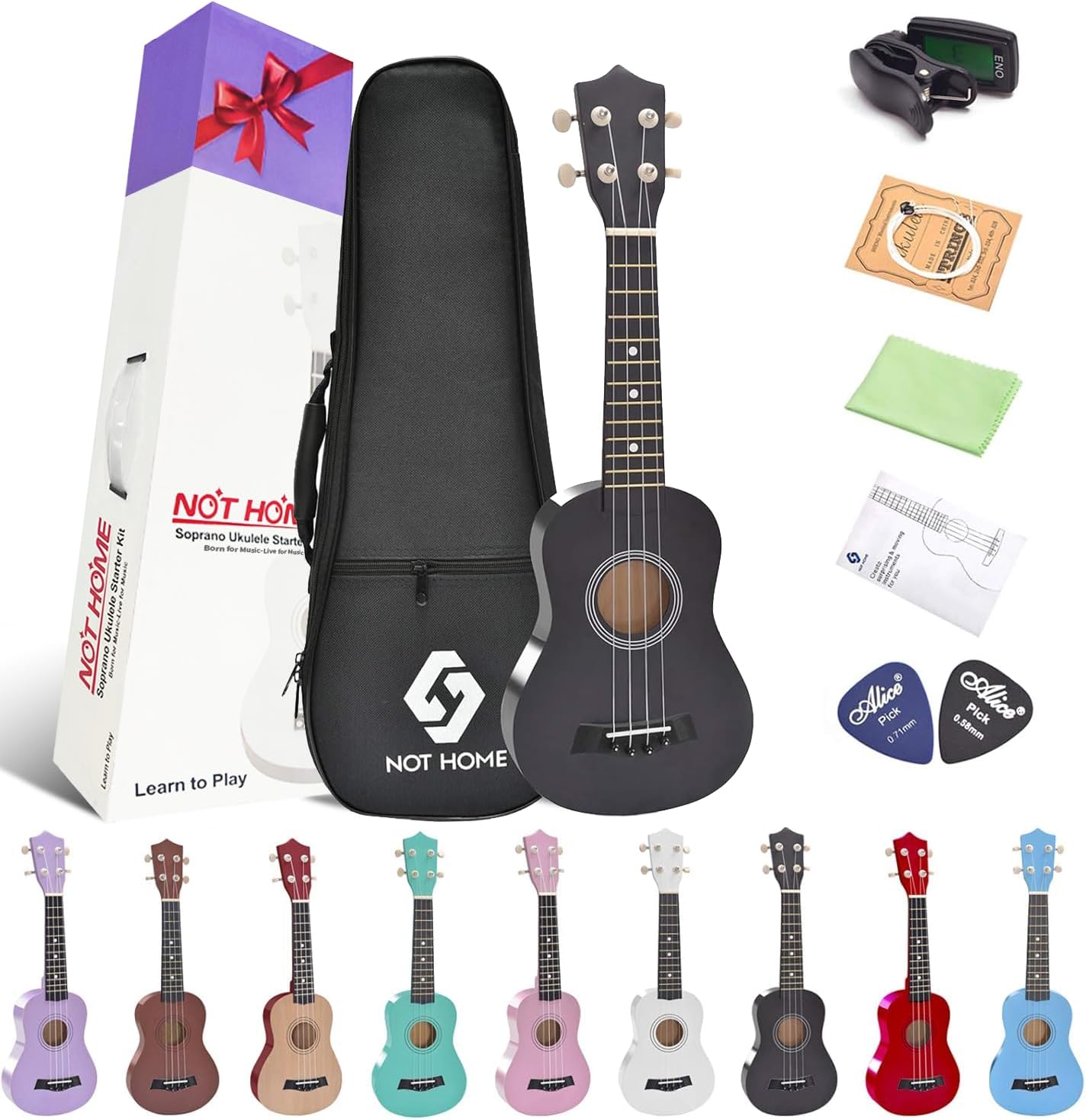 Soprano Ukulele Beginner Pack for Kids with Gig Bag and Tuner