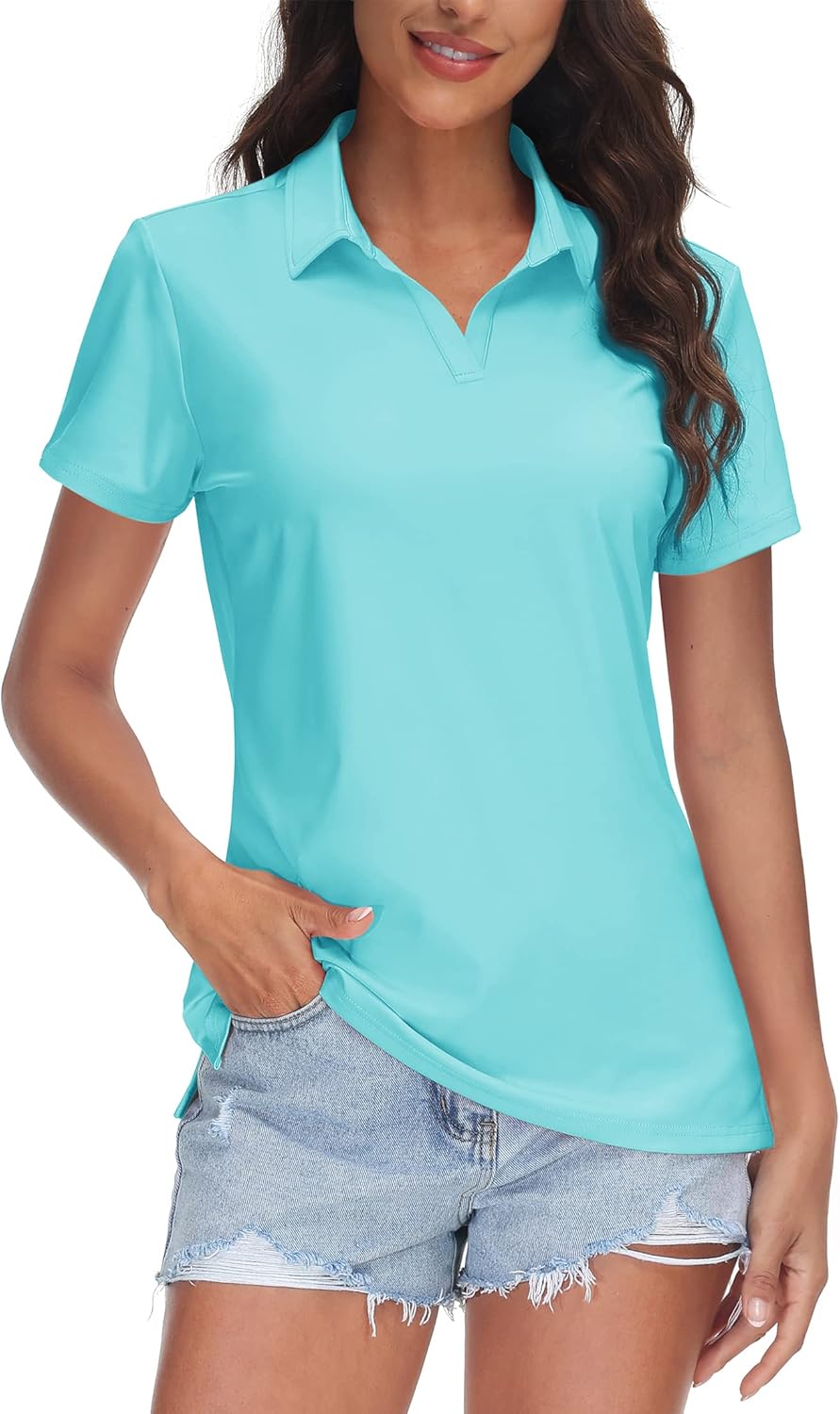 TACVASEN Women's V-Neck Polo Shirts for Sun Protection & Style