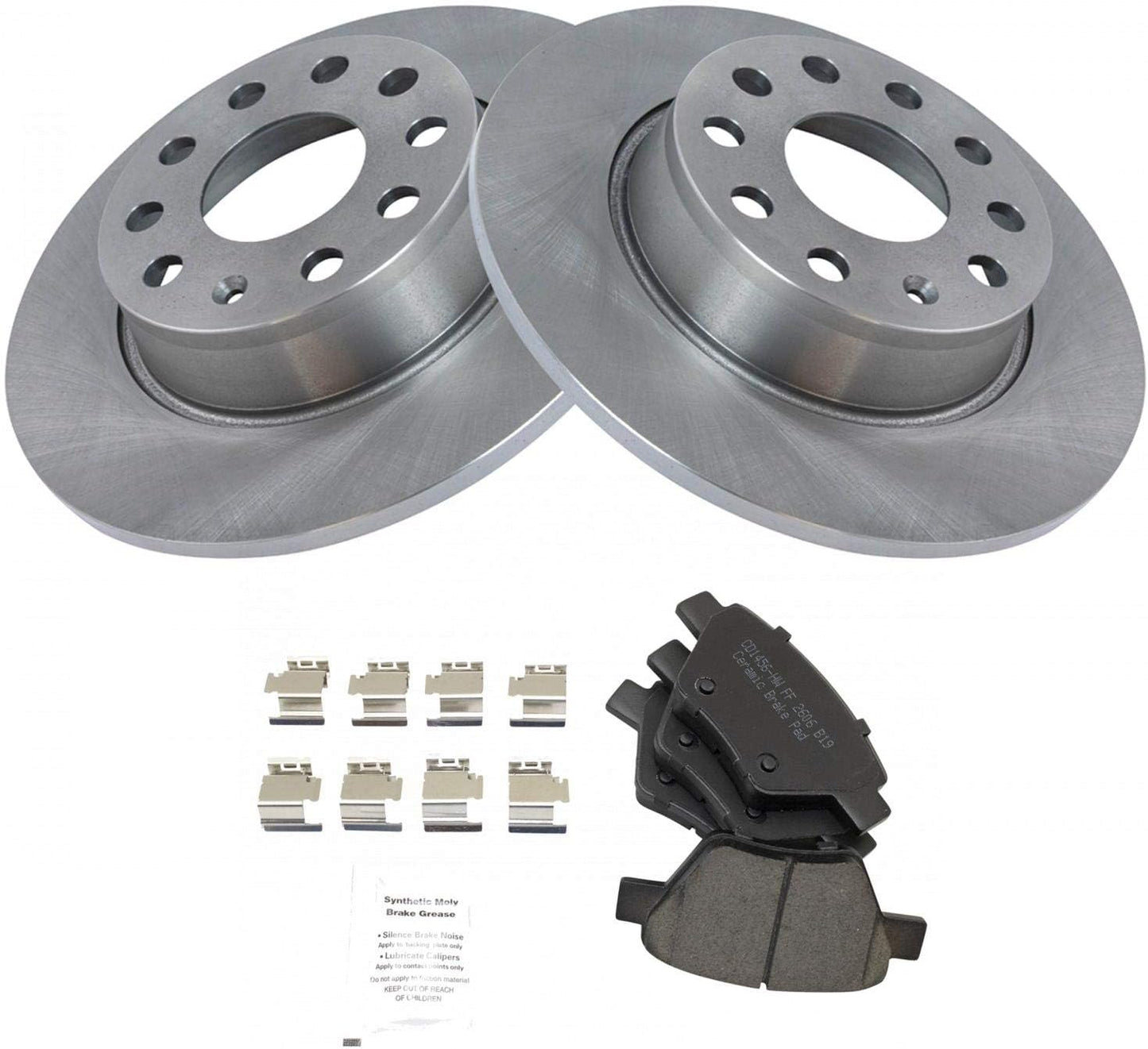 TRQ Rear Ceramic Brake Pads & Discs Rotors Set for VW Jetta Golf