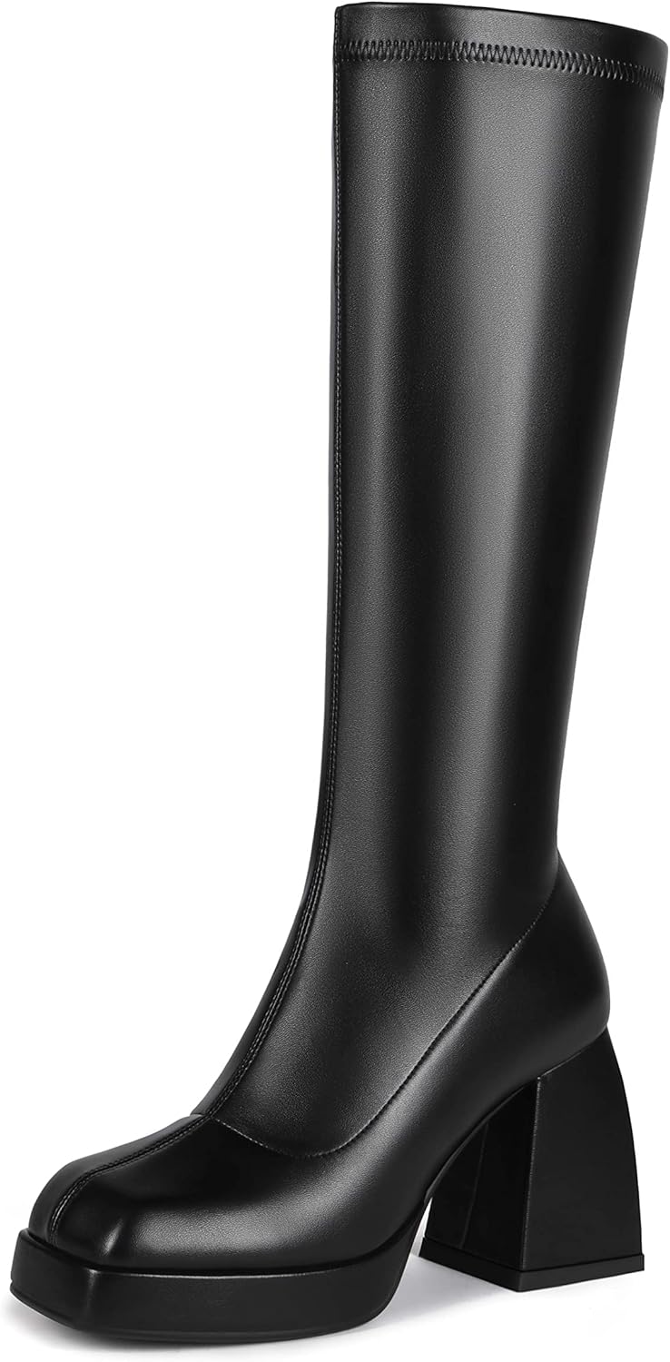 Knee High Boots Women Platform Chunky Block Heel Stylish Design