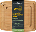 Dishwasher Safe Bamboo Cutting Boards Set of 3 - Durable Lightweight