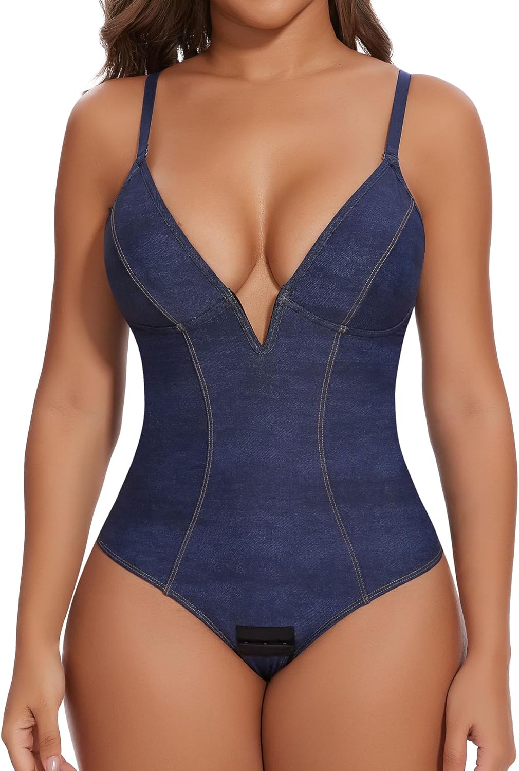 SHAPERIN Women's Deep V Neck Bodysuit for Tummy Control Style