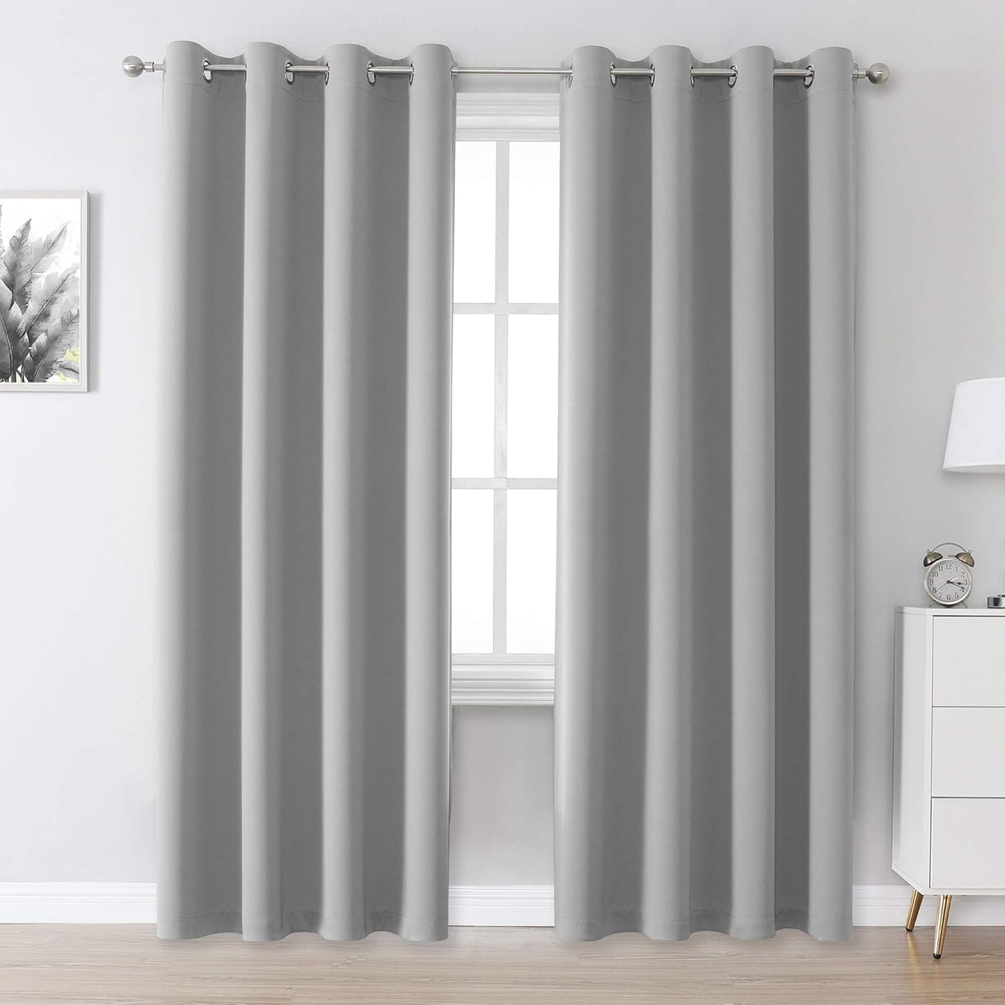 DUALIFE Gray Blackout Curtain Panels for Energy Efficiency