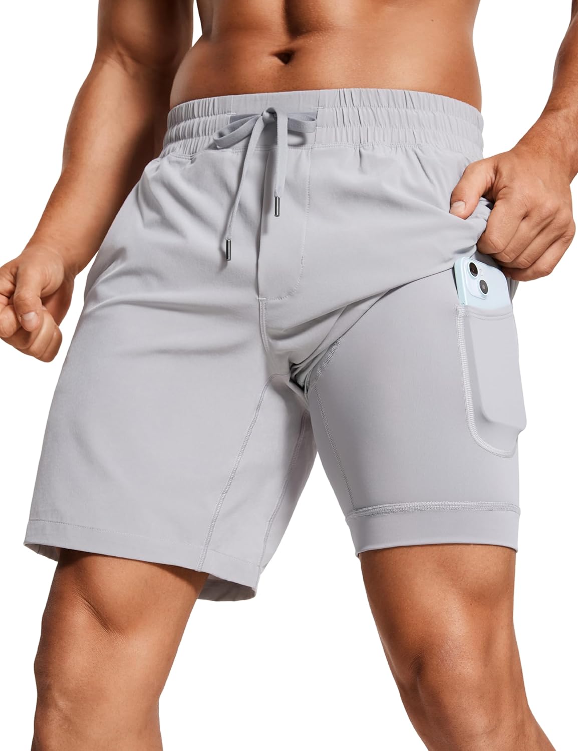 CRZ YOGA Mens 2 in 1 Running Shorts - Lightweight Athletic Wear