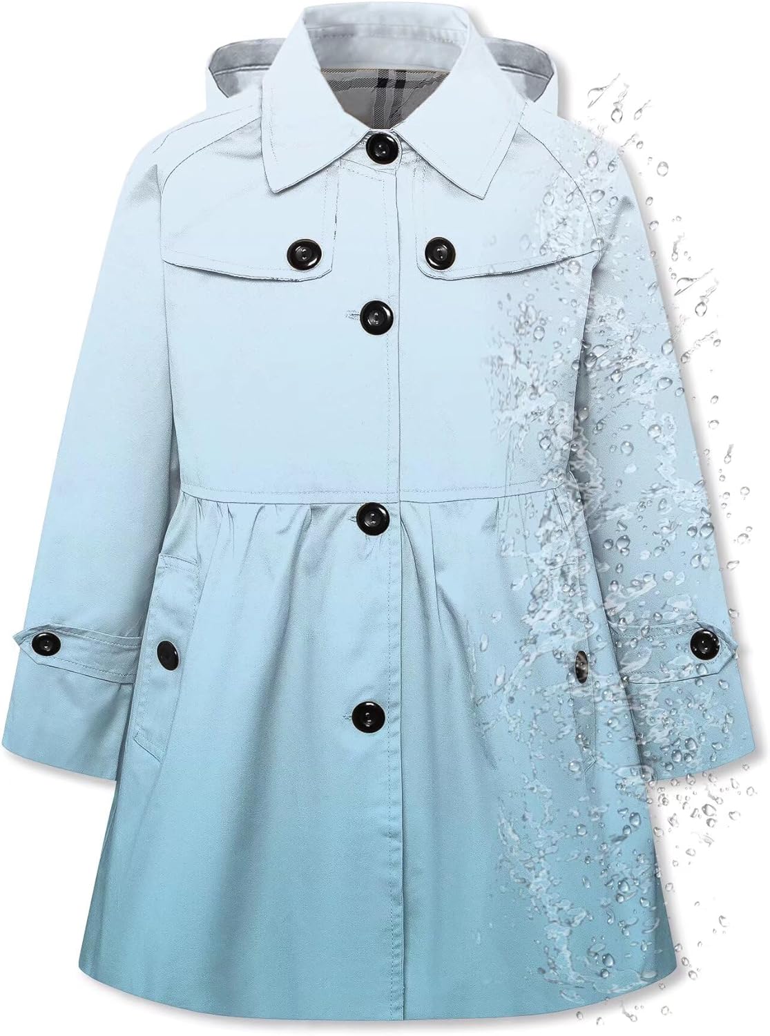 Betusline Girl's Rain Jackets Lightweight Waterproof Hooded Coat