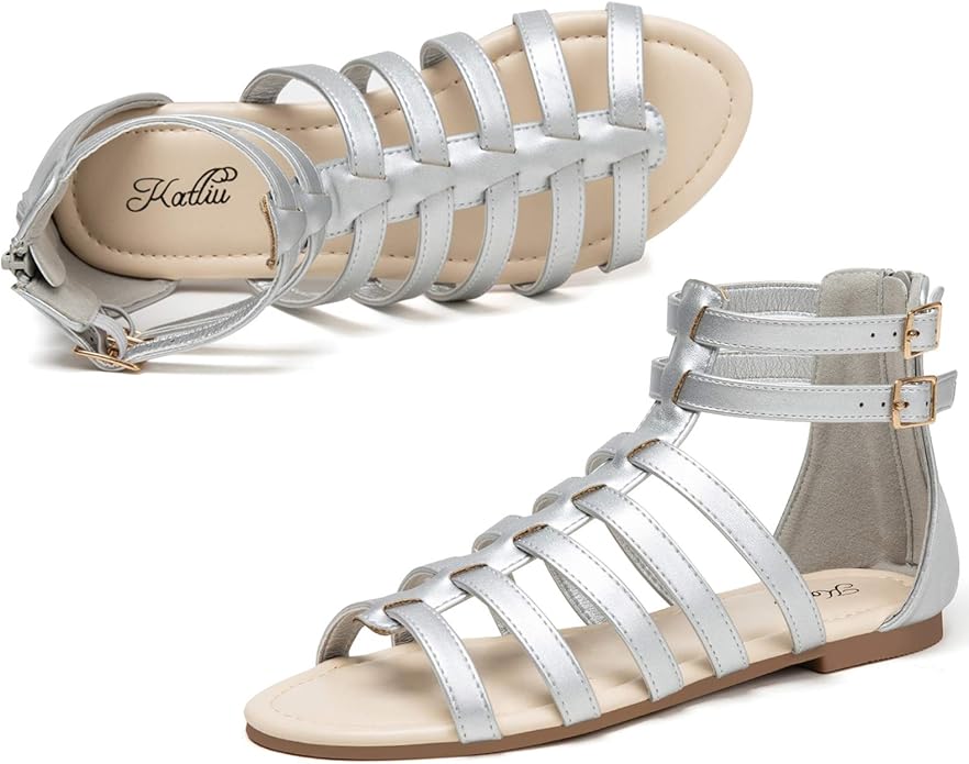 katliu Women's Gladiator Sandal Flat Strap Sandals for Comfort
