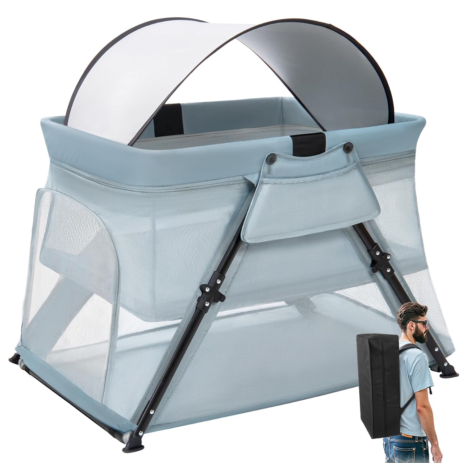 2-in-1 Portable Travel Crib for Babies & Toddlers - Lightweight