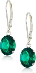 Elegant 925 Sterling Silver Emerald Dangle Earrings for Women