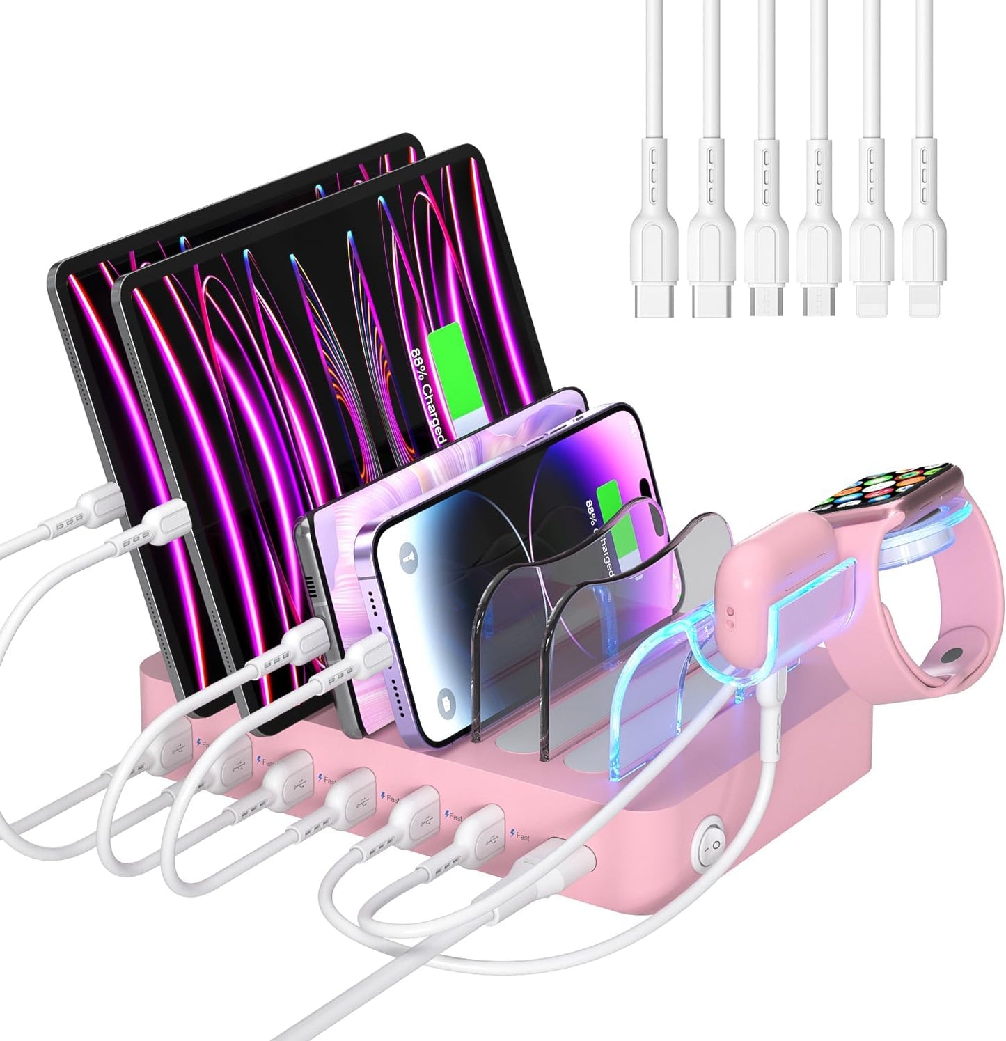 SooPii Premium 6-Port USB Charging Station for Multiple Devices
