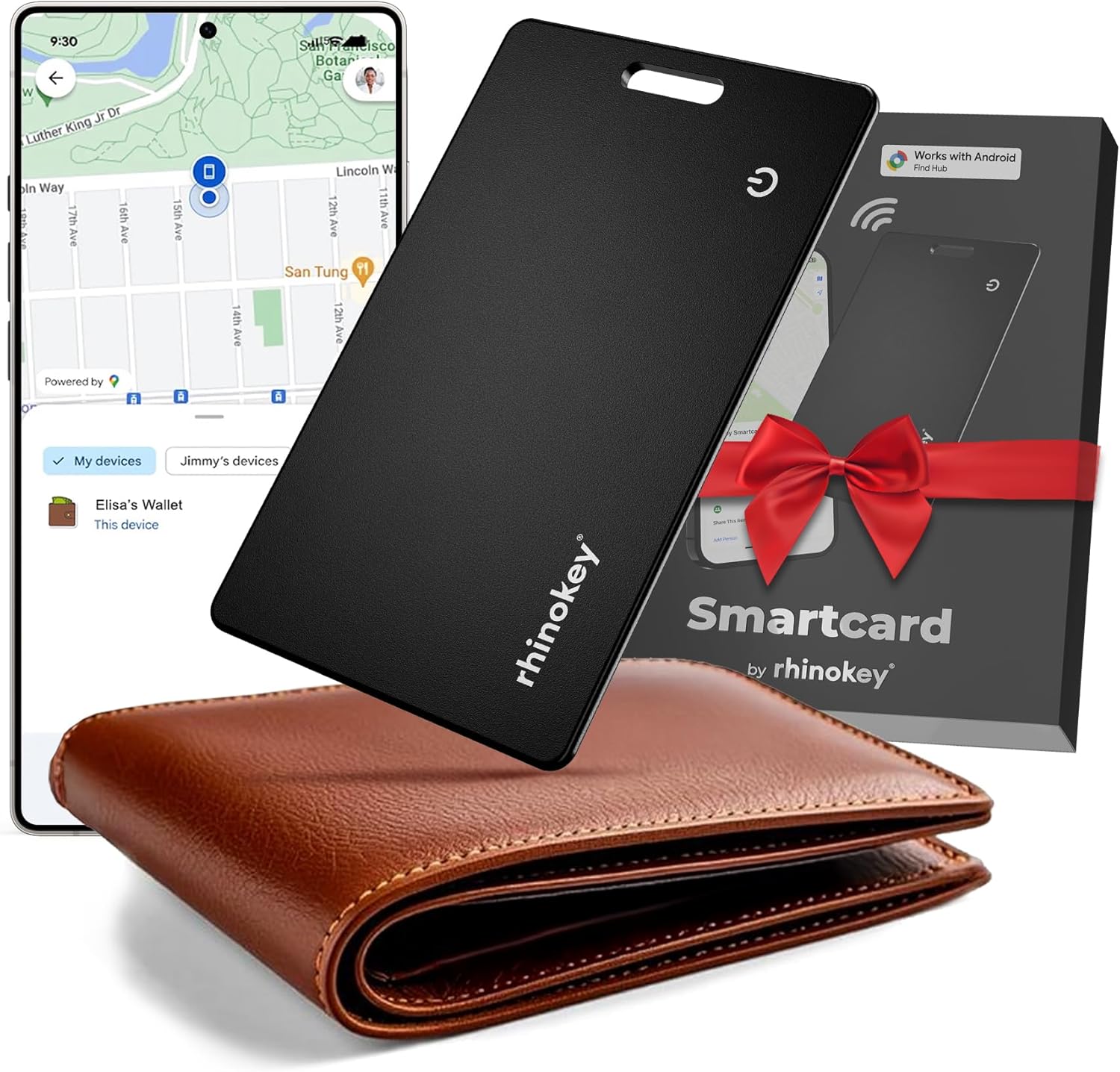 Rhinokey Wallet Tracker Card for Android - Slim & Waterproof