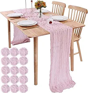 Pink Cheesecloth Table Runner for Weddings and Parties Decor