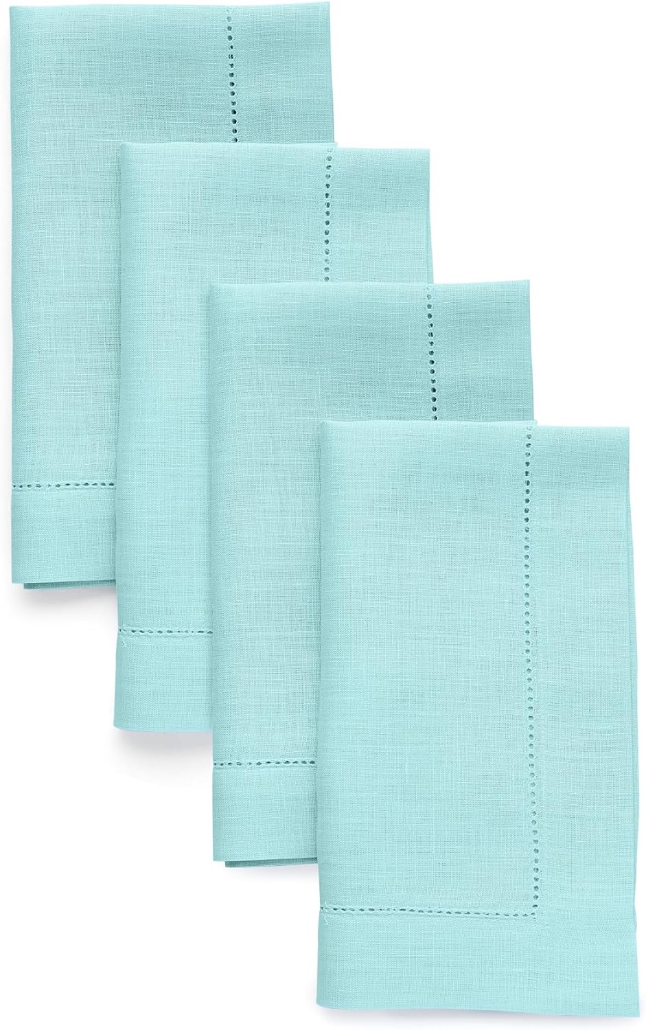 Aqua Blue Linen Napkins Set of 4 - 100% Pure Linen Quality