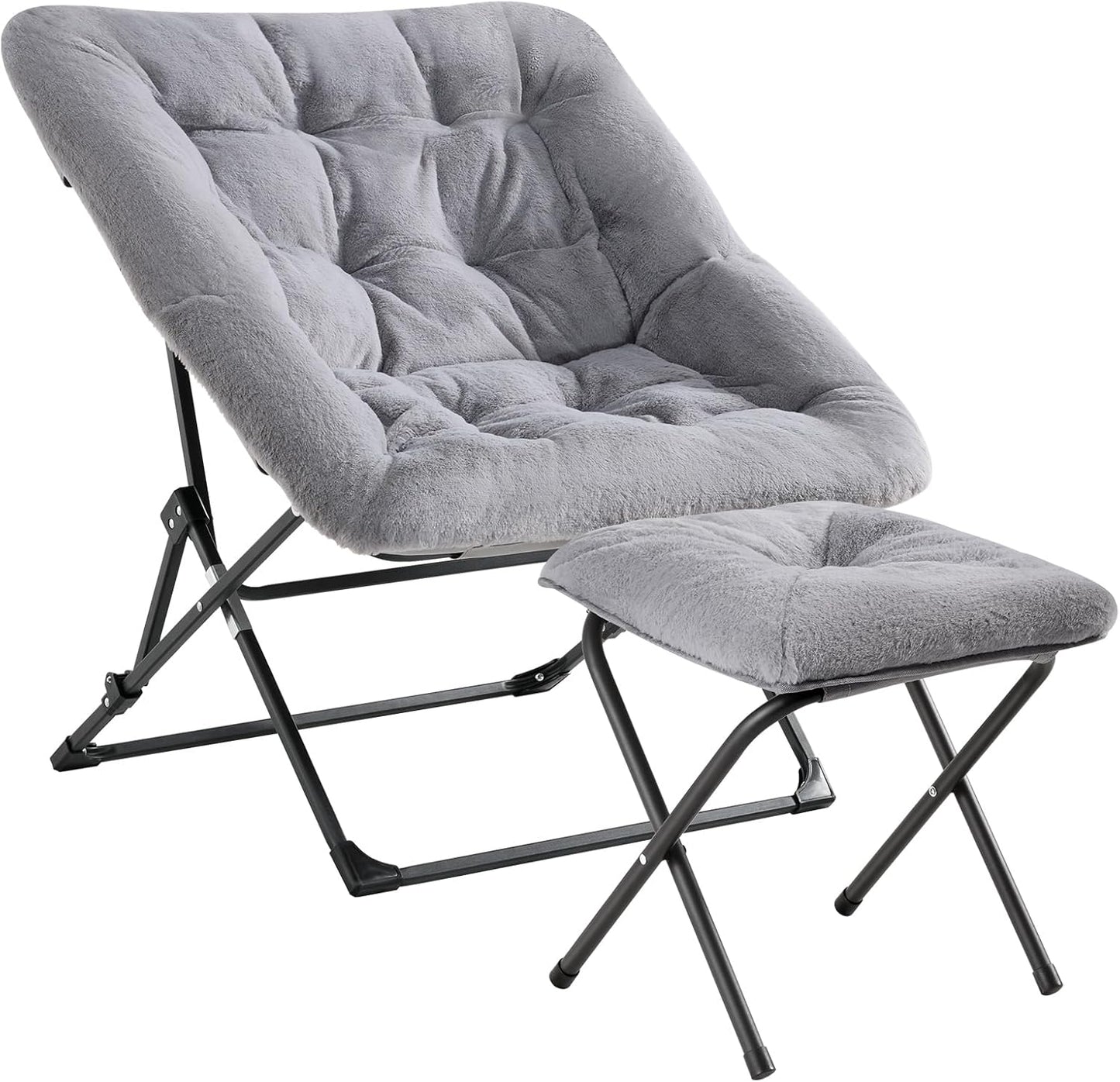 OAKHAM Comfy Chair for Adults - Soft Faux Fur Folding Lounge