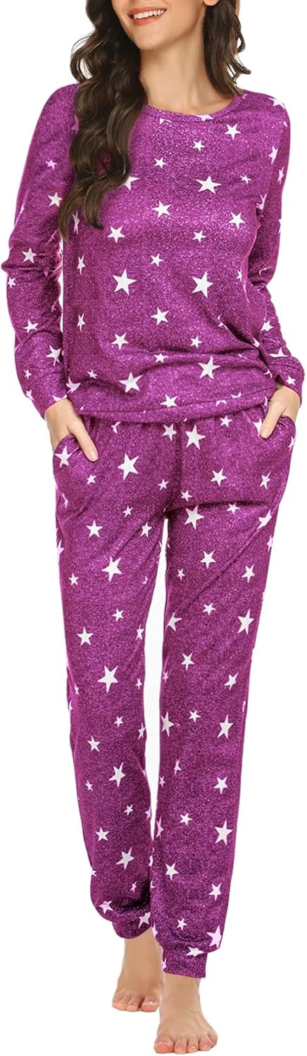 Ekouaer Womens Jogger Pajama Sets for Cozy Sleep and Lounge