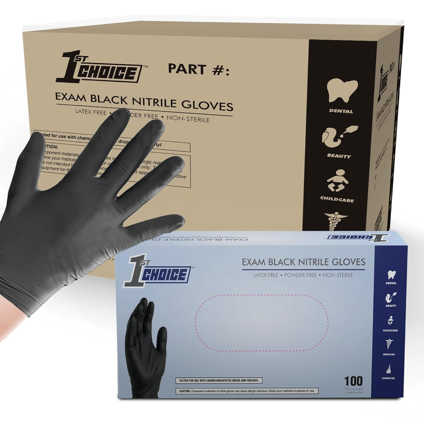 Black Nitrile Gloves XL - Disposable Exam Grade Cooking Gloves