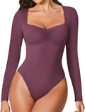 Avidlove Women's Sweetheart Neckline Long Sleeve Bodysuit - Sleek Fit
