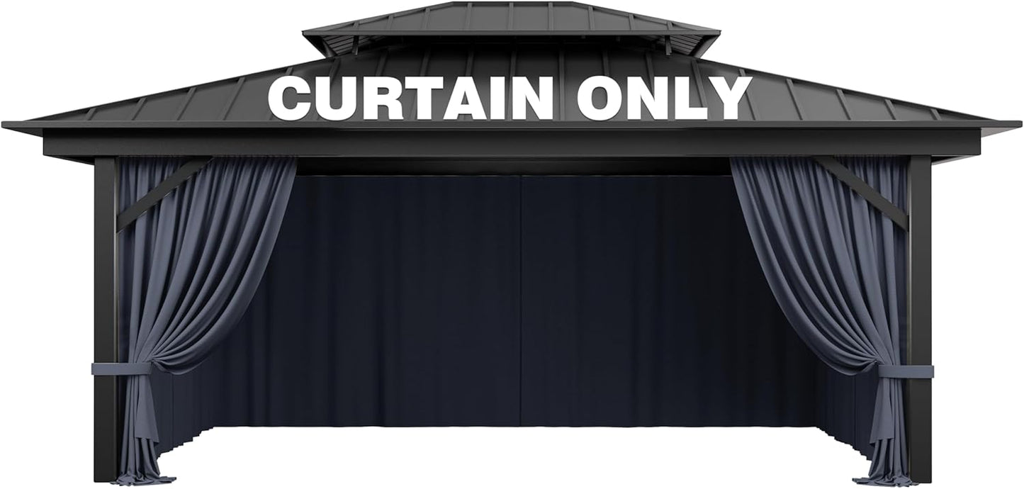 Universal 4-Panel Outdoor Gazebo Curtain Replacement for 12ft X 16ft