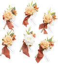 Ling's Moment Boutonniere Set for Men, 6pcs Terracotta White - Wedding