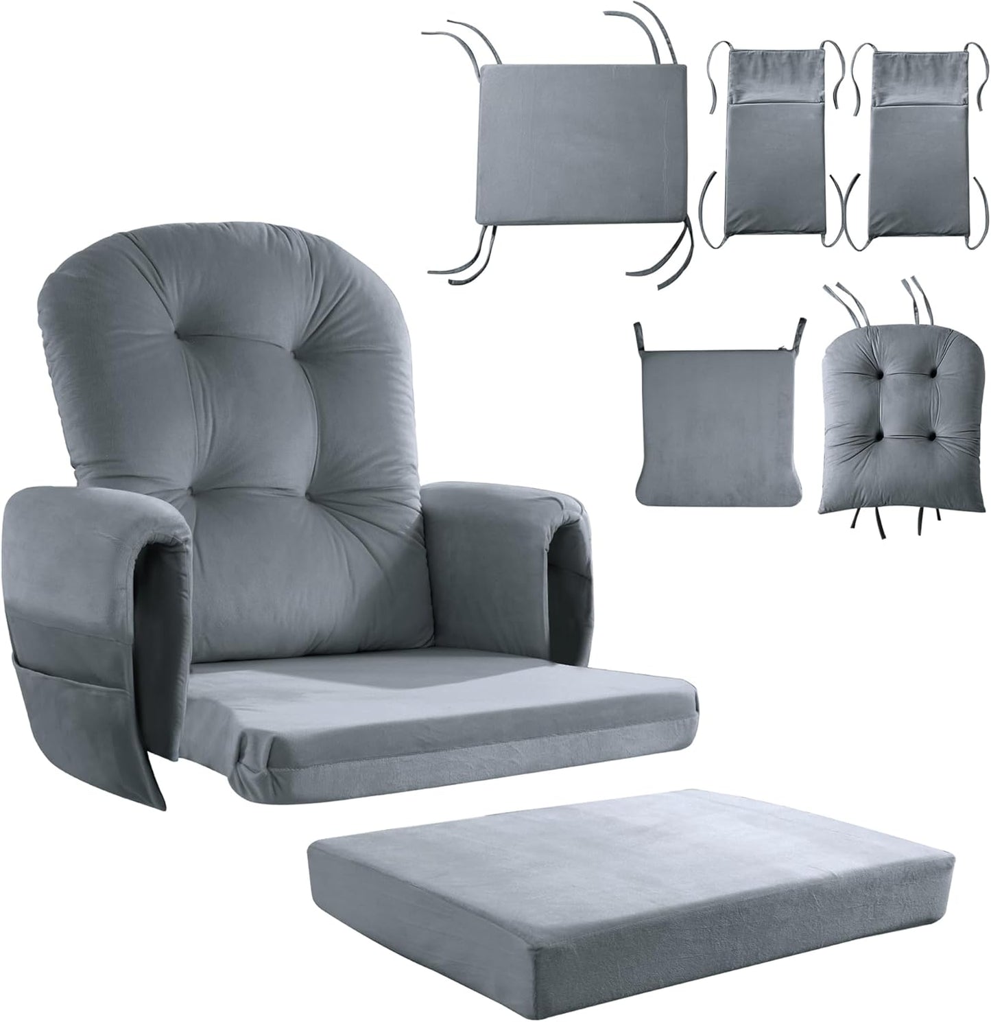 HOMBYS Glider Rocker Replacement Cushions with Storage Pocket