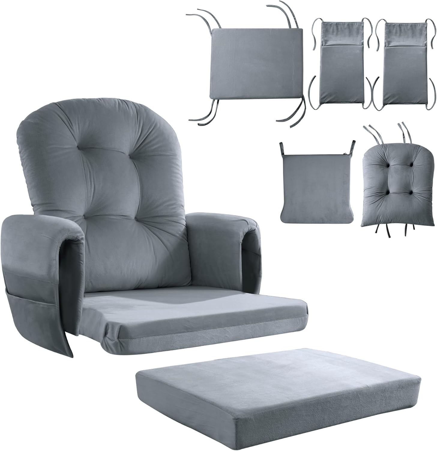 HOMBYS Glider Rocker Replacement Cushions with Storage Pocket