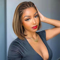 Highlighted Straight Bob Lace Frontal Wig 13x4 Braided - Natural Look