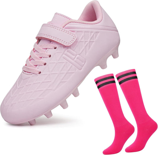 brooman Kids Firm Ground Soccer Cleats for Boys and Girls
