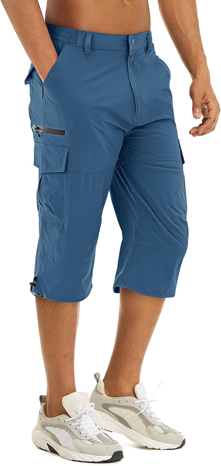 TACVASEN Men's Capri Pants Quick Dry Cargo Hiking Shorts