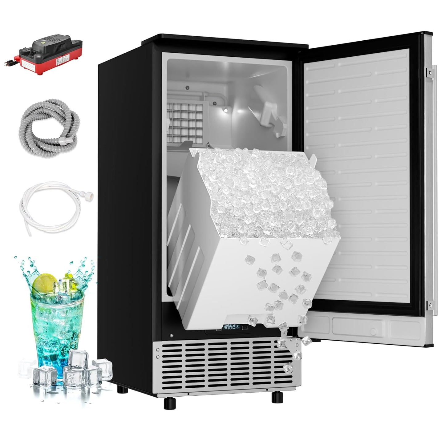 EUHOMY Commercial Under Counter Ice Maker Machine for Home Use