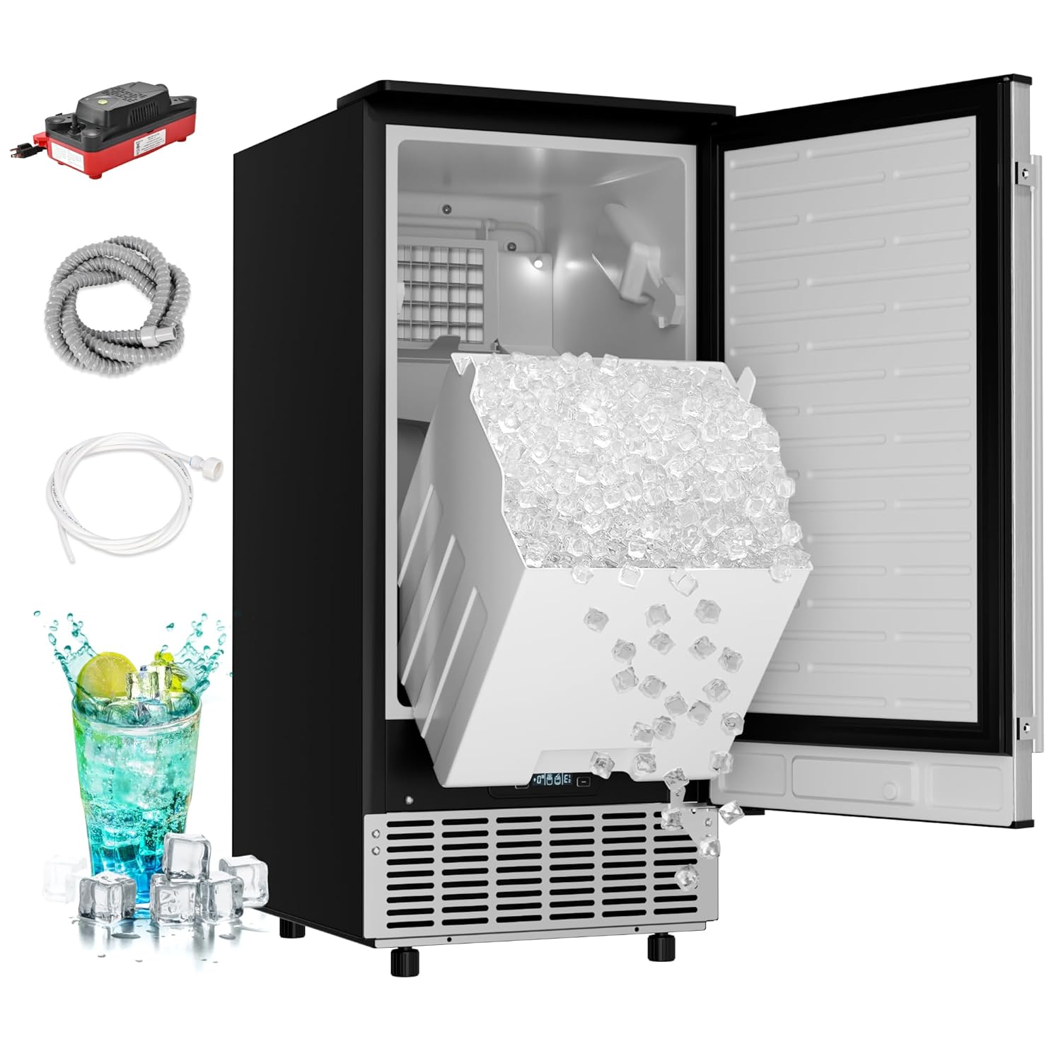 EUHOMY Commercial Under Counter Ice Maker Machine for Home Use