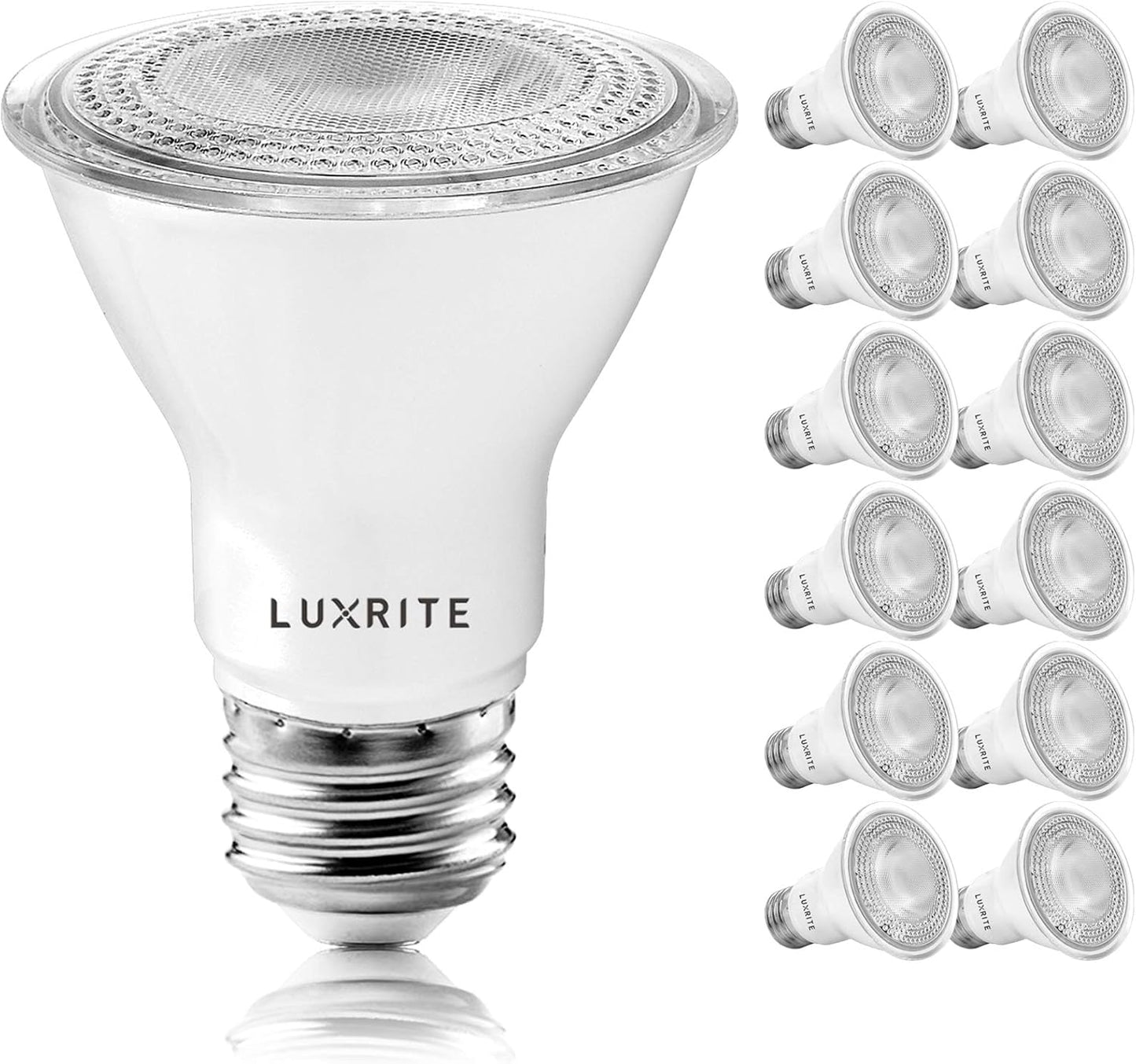 LUXRITE 12 Pack PAR20 LED Bulbs for Indoor Outdoor Use