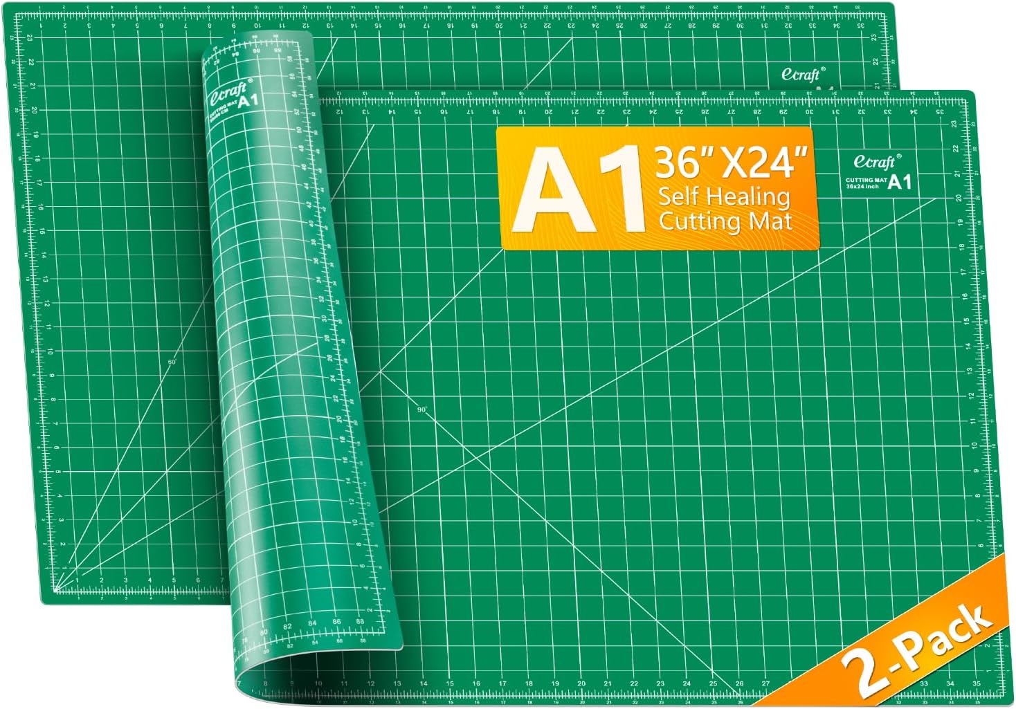 Ecraft 2-Pack 24x36 Self-Healing Sewing Mat for Crafting Needs