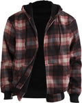 Facitisu Flannel Hoodies for Men Sherpa Lined Heavy Fleece Plaid are