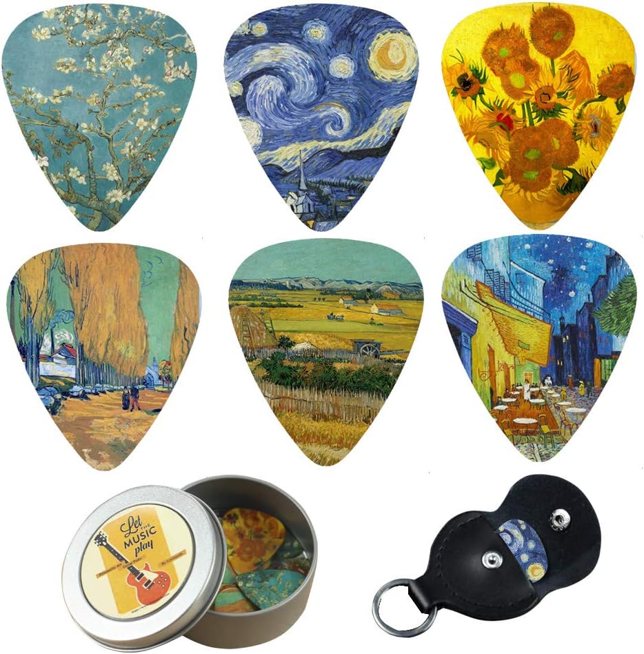Cheliz Celluloid Guitar Picks Box - Unique Van Gogh Design