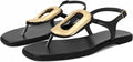 Flip-Flops for Women Thong Sandals Flat Black Slip on (Style GKQ9)