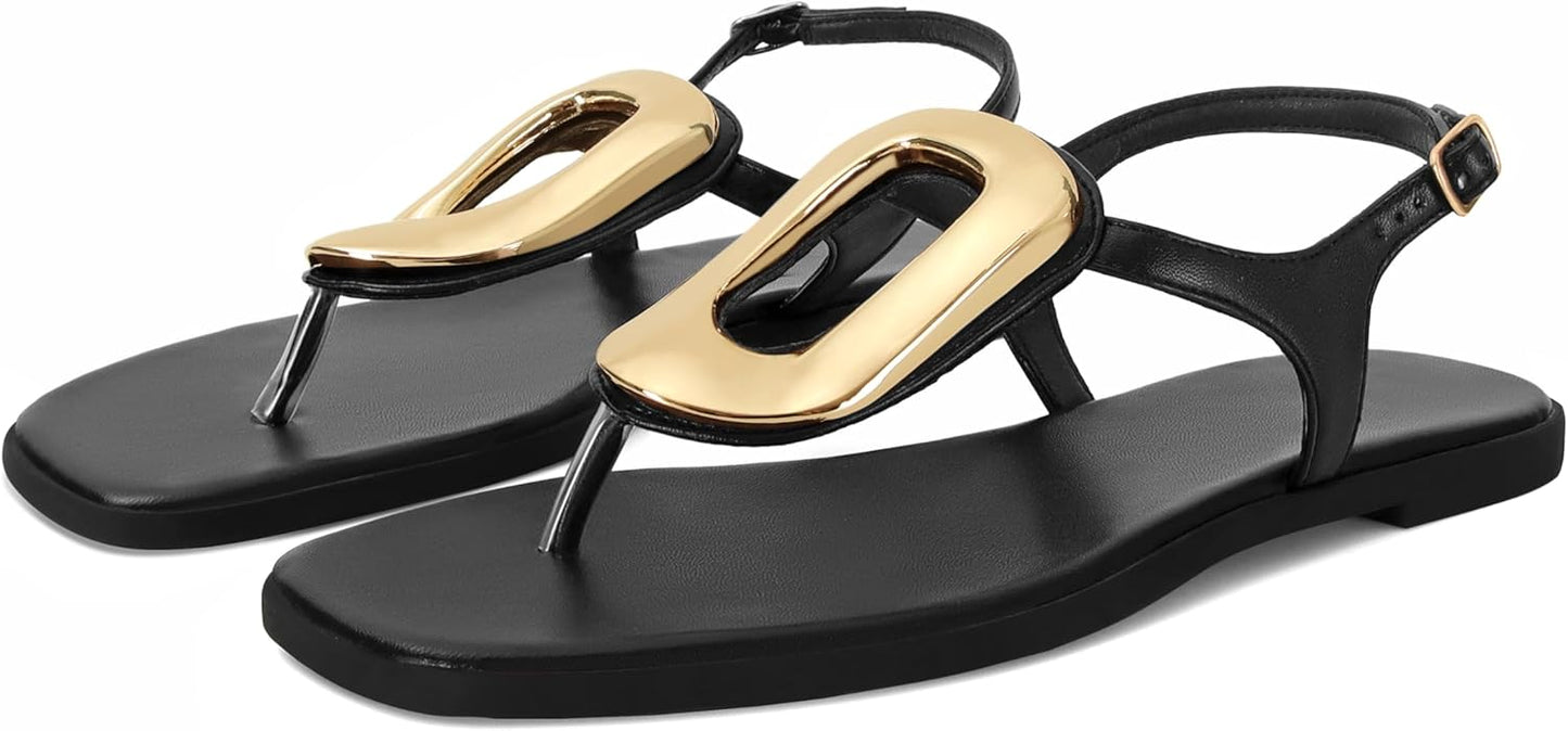 Stylish Flip-Flops for Women with Bold Metal Hardware Design