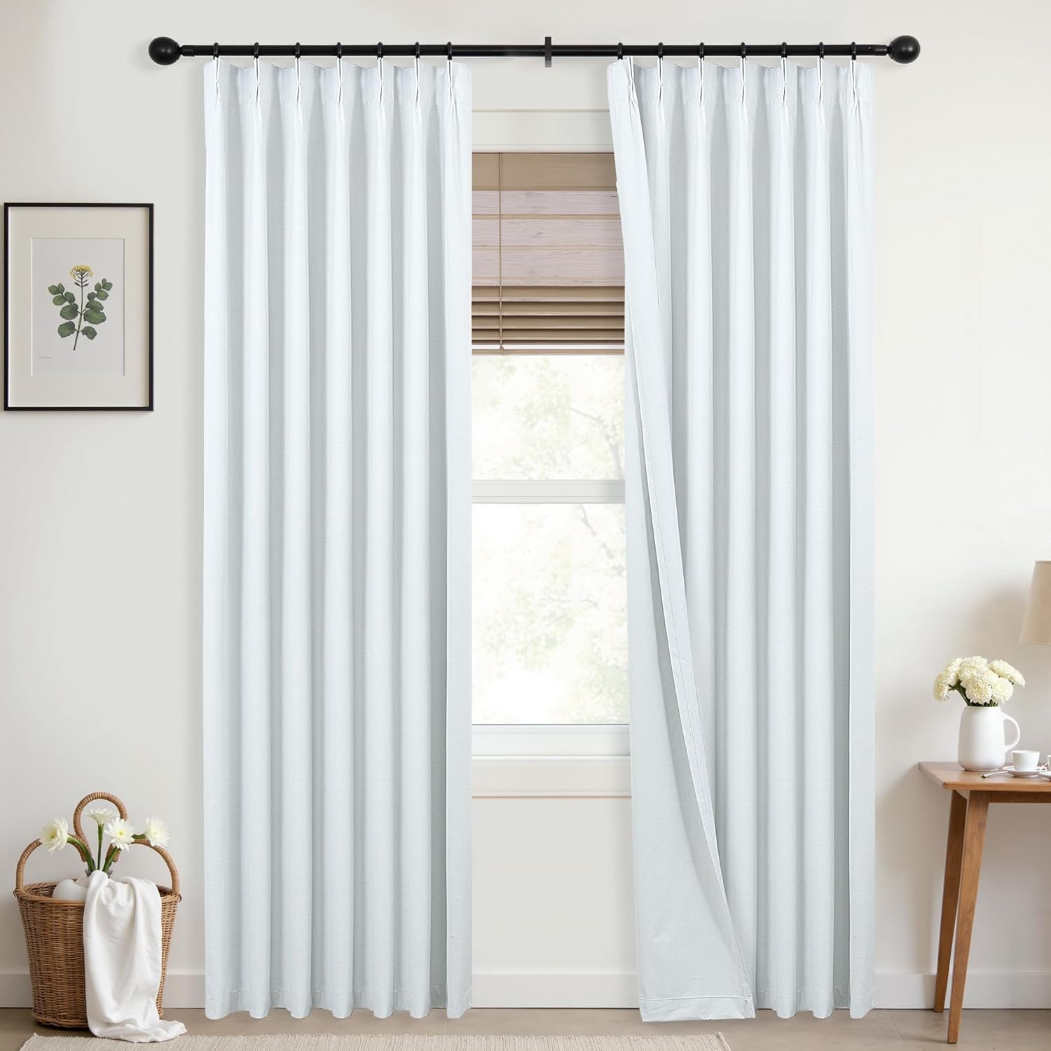 Mrs.Naturall 100% Blackout Curtains for Living Room & Bedroom