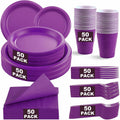 MirthMood 350Pcs Purple Party Supplies Dinnerware Set - Pack for 50