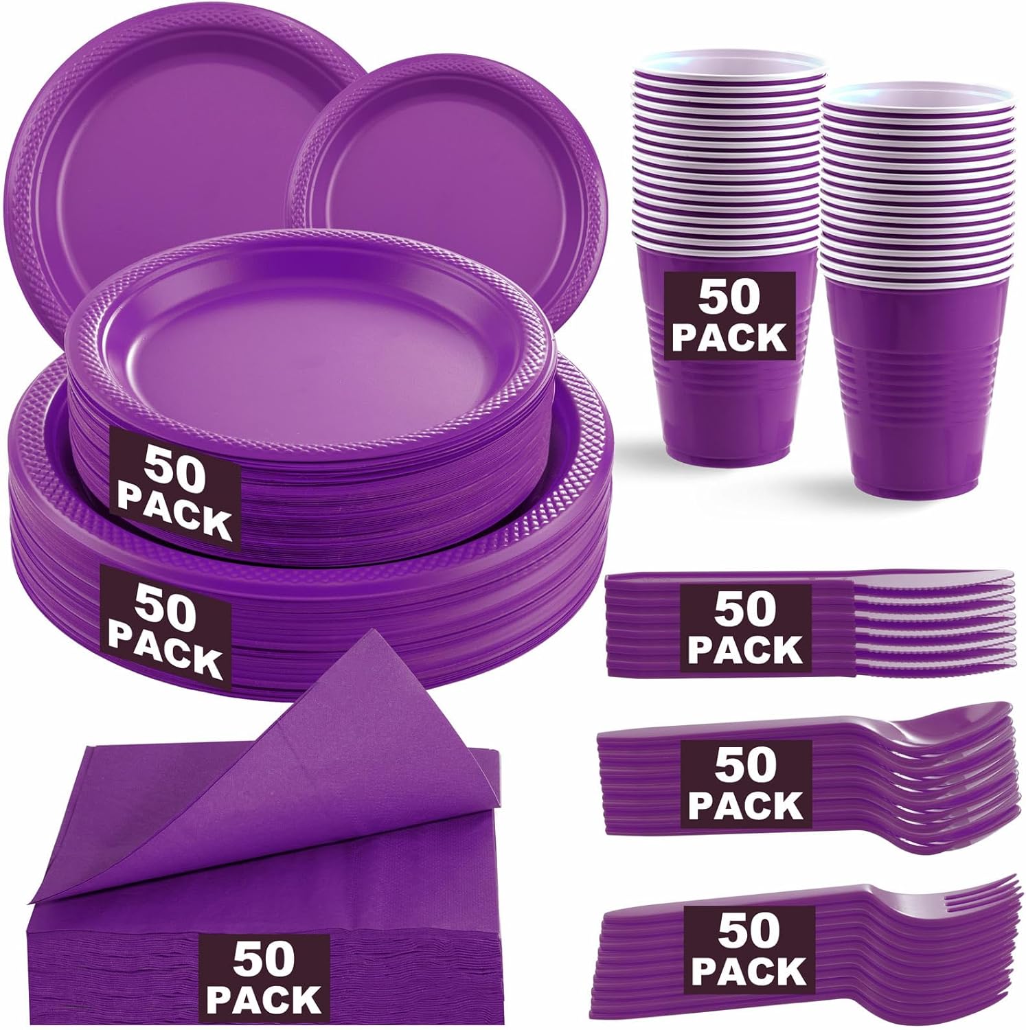 MirthMood 350Pcs Purple Party Supplies for Memorable Events