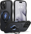 iPhone 16 Pro Max Case for Women with 360 Spin Magnetic Stand - Black
