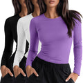 Womens 3-Pack Underscrub Long Sleeve Crewneck Shirts - Soft Cotton