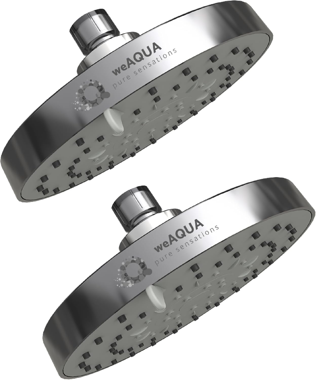 WeAQUA High Pressure Shower Head 2 Pack with 5 Spray Settings
