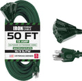 50ft Outdoor Green Extension Cord with 3 Outlets for Versatile Use