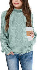 Girls Turtleneck Sweater Pullover - Chunky Cable Knit Cozy Fit