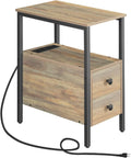 HOOBRO End Table with Charging Station - Narrow Side Table for Small