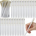 Lincia 100 Pieces Silver Slim Metal Ballpoint Pens 1 mm - Smooth Black