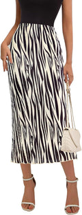 High Waist Graphic Print Pleated Midi Skirt - Flattering Everyday