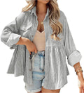 Womens Corduroy Peplum Shirts Tops Cute Long Sleeve Blouses