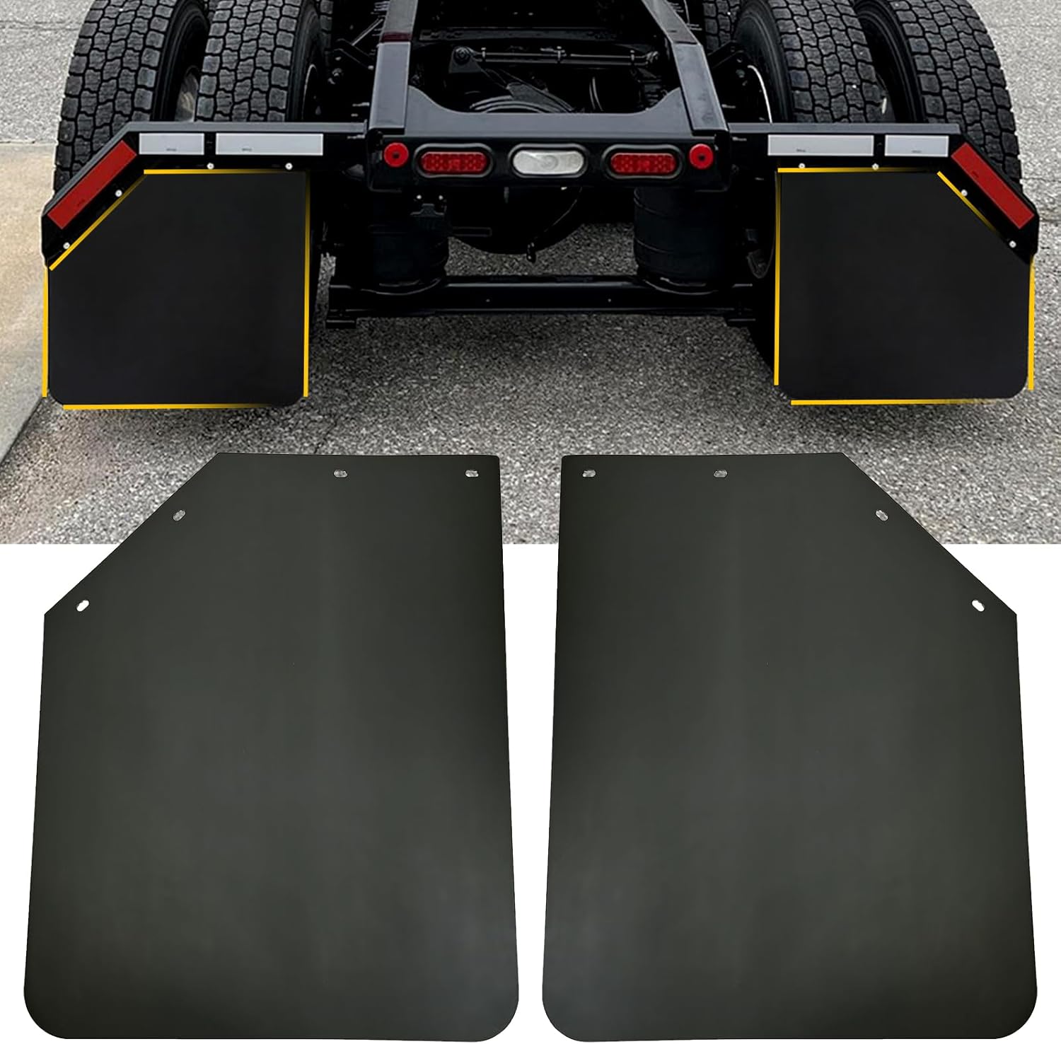 2 Pack 24 x 30 inch Black Polymer Mud Flaps for Semi Trucks